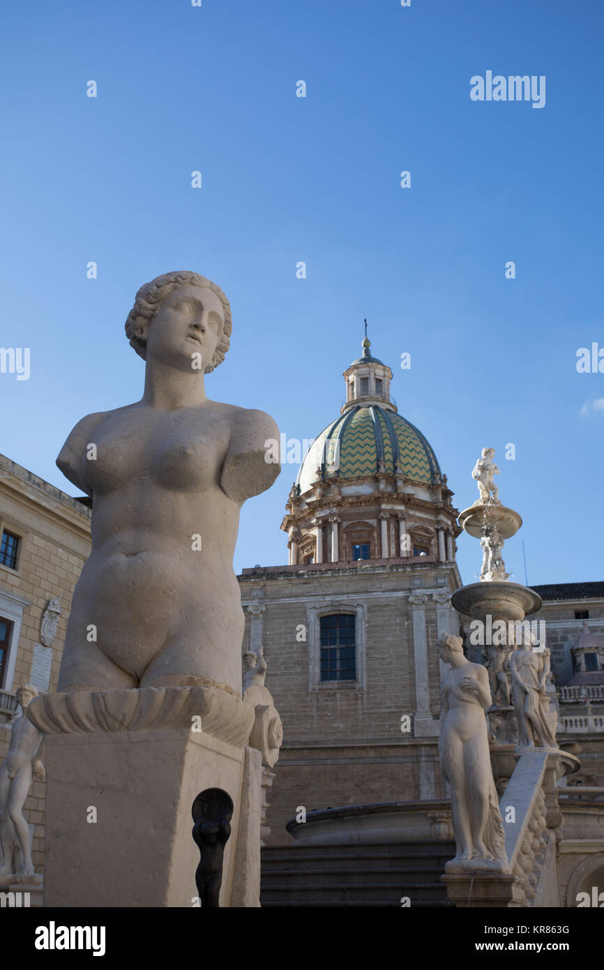 Statue Of Naked Woman Made Of White Marble From The Pretoria Fountain