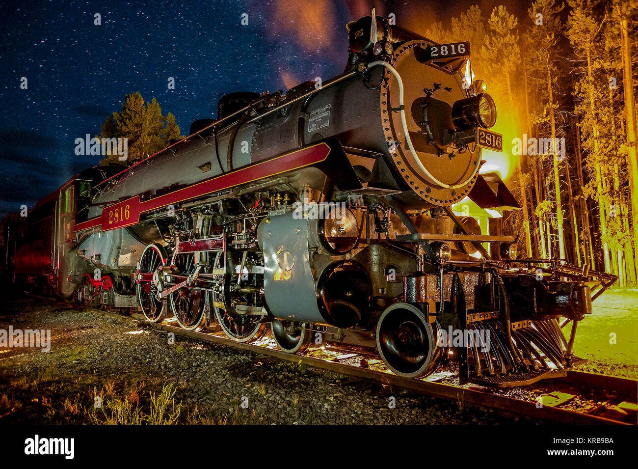 CPR Steam Loco 2816 Steams At Night At Lake Louise In Banff National