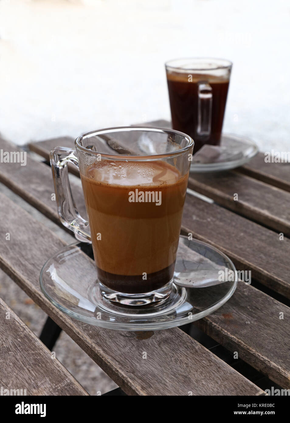 Two Turkish Coffee Glass Cups Black And With Milk Two Turkish Coffee Glass Cups Black And With Milk