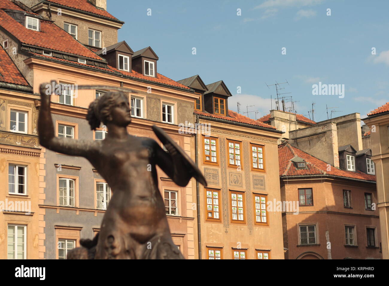 Mermaid Statue Syrenka Of Warsaw In Old Town Market Square Poland