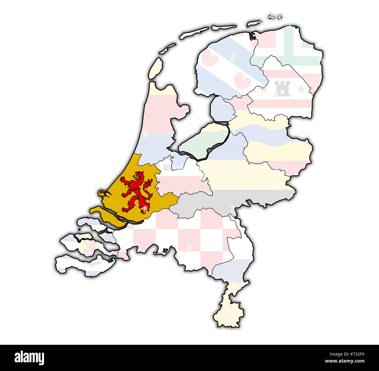 South Holland On Map Of Provinces Of Netherlands Stock Photo Alamy