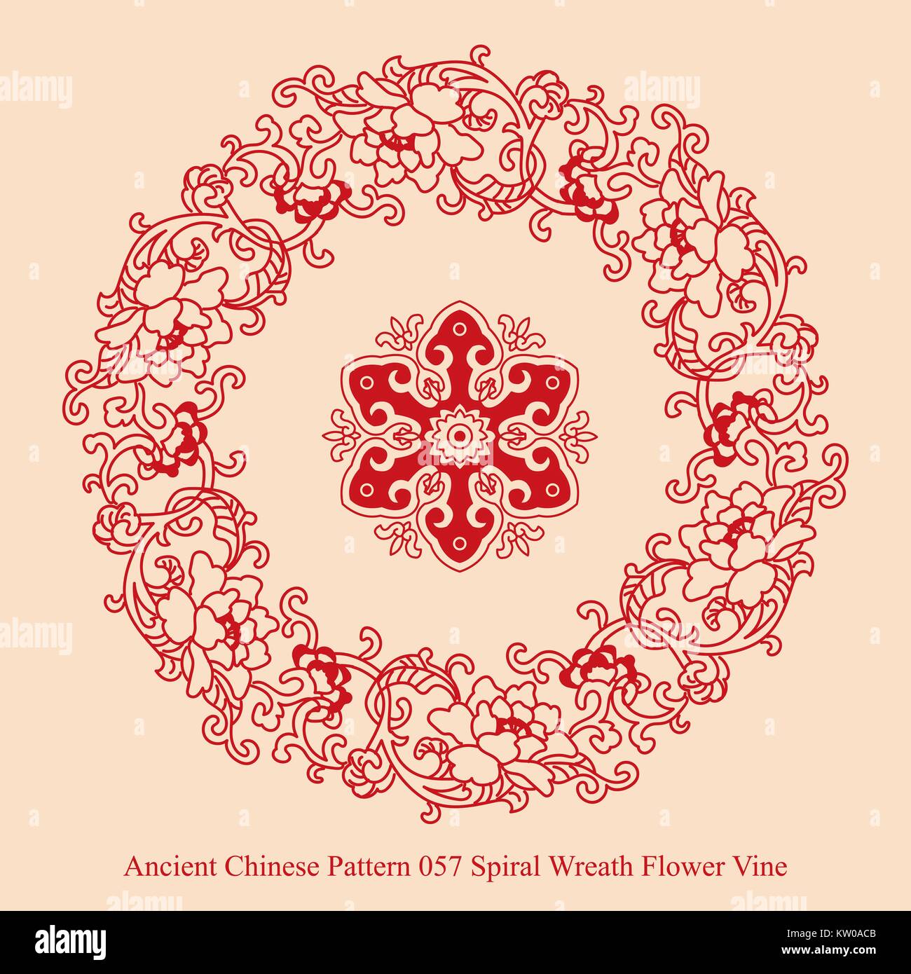 Ancient Chinese Pattern Of Spiral Wreath Flower Vine Stock Vector Image