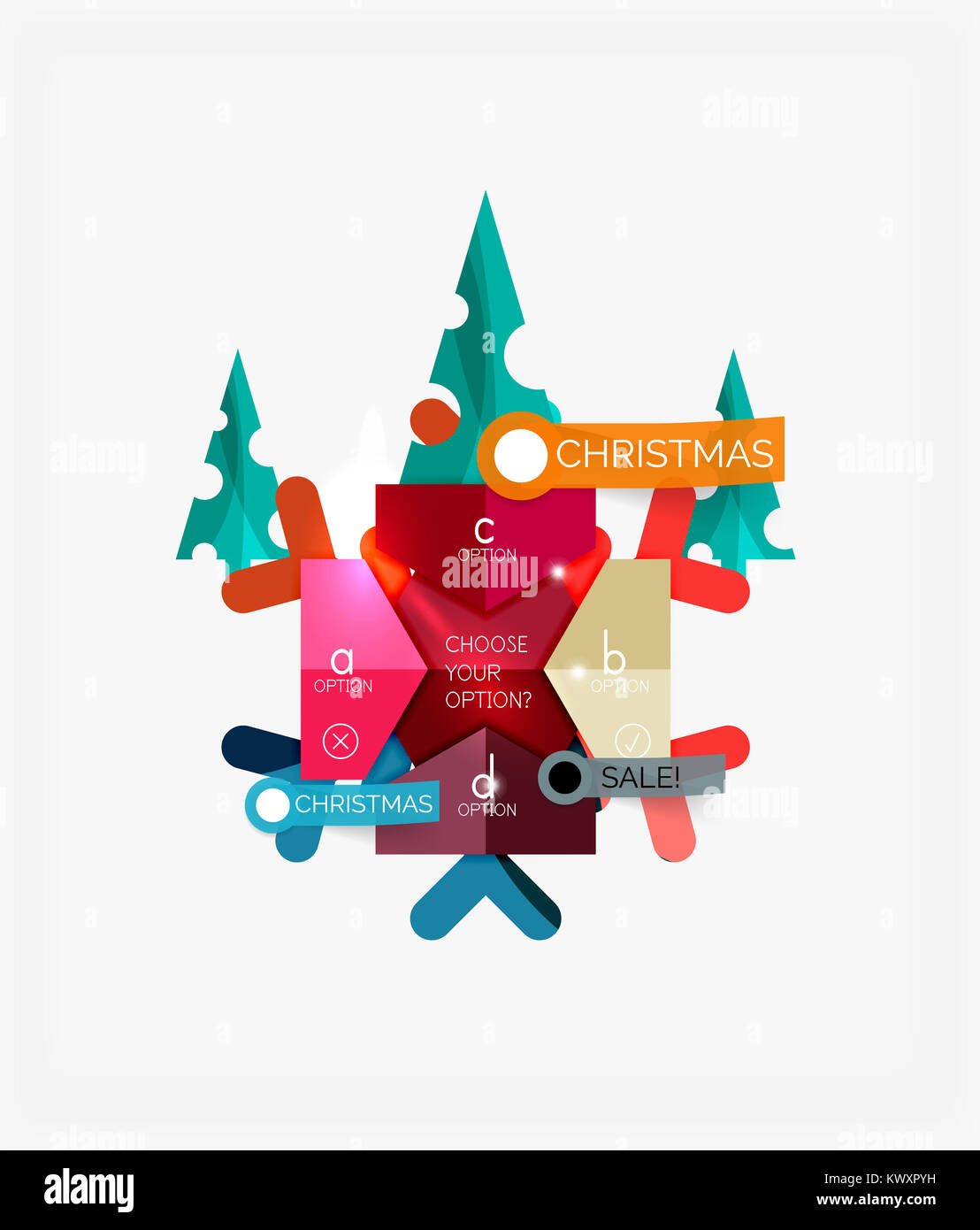 paper new year and christmas labels and stickers modern info banner