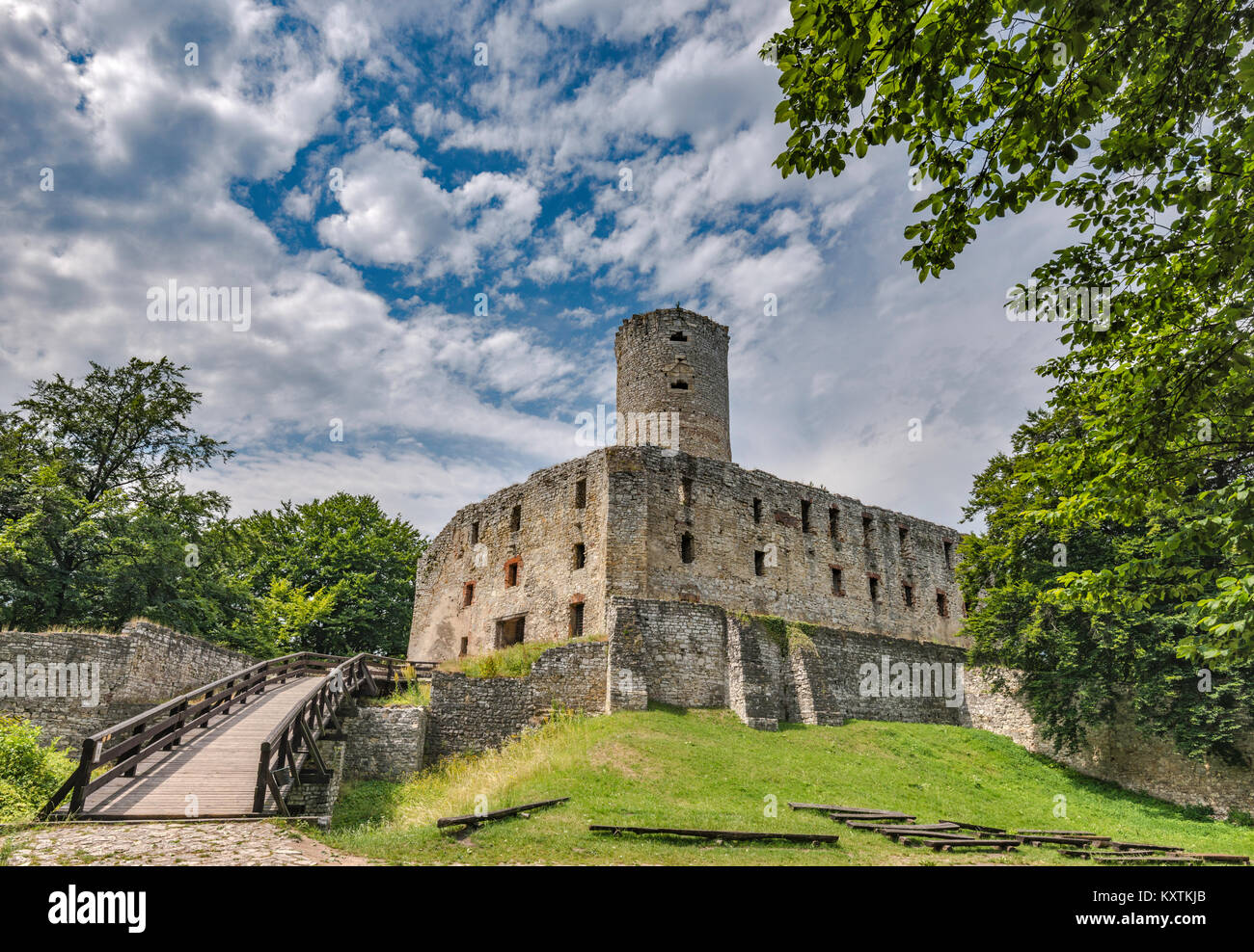 Lipowiec Castle Foot Bridge Over Moat Near Babice Malopolska Poland Lipowiec Castle Foot Bridge Over Moat Near Babice Malopolska Poland