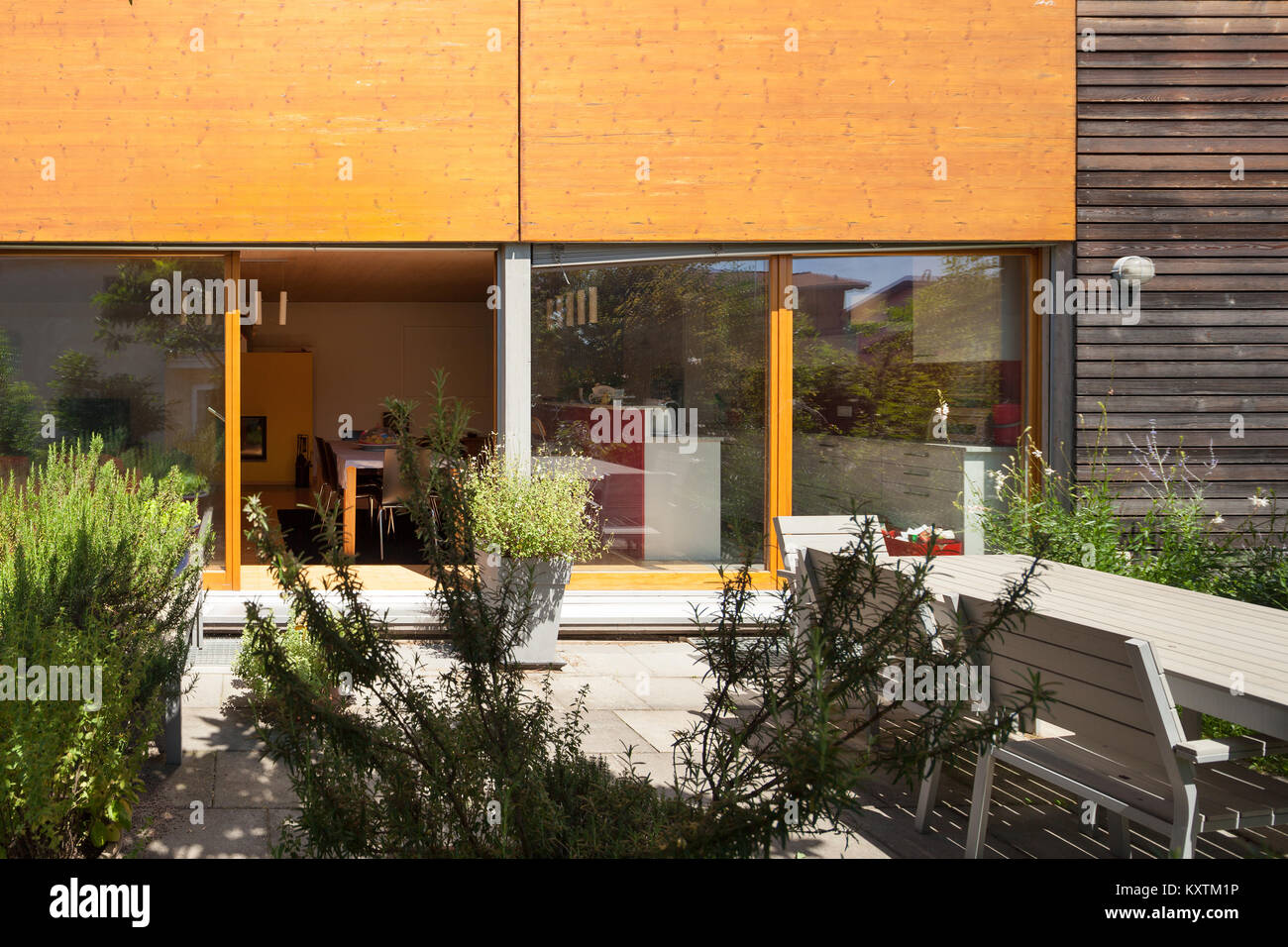 Veranda of a wooden house modern design