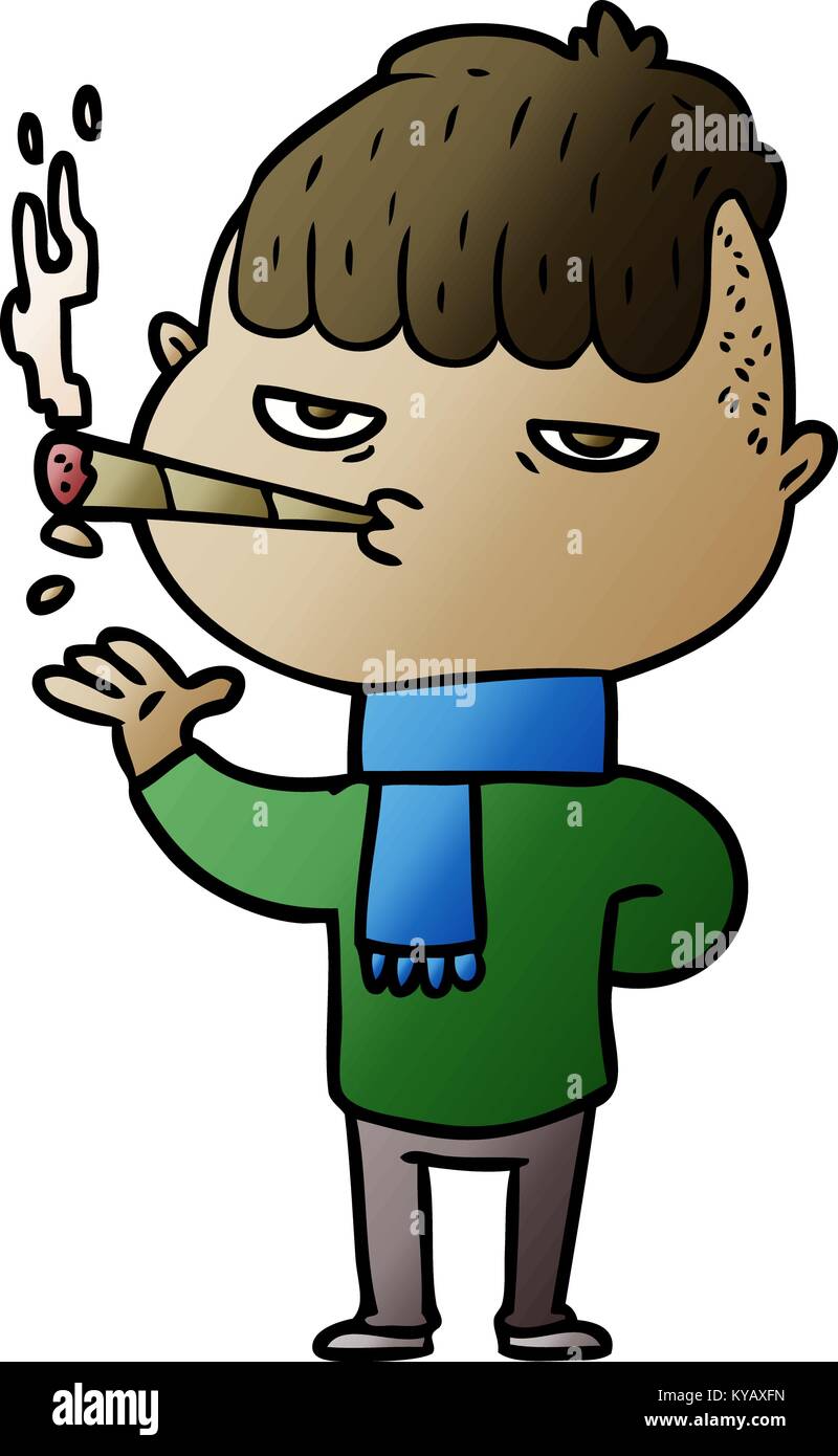 Man Smoking Cigarette Cartoon Illustration Stock Photos & Man Smoking