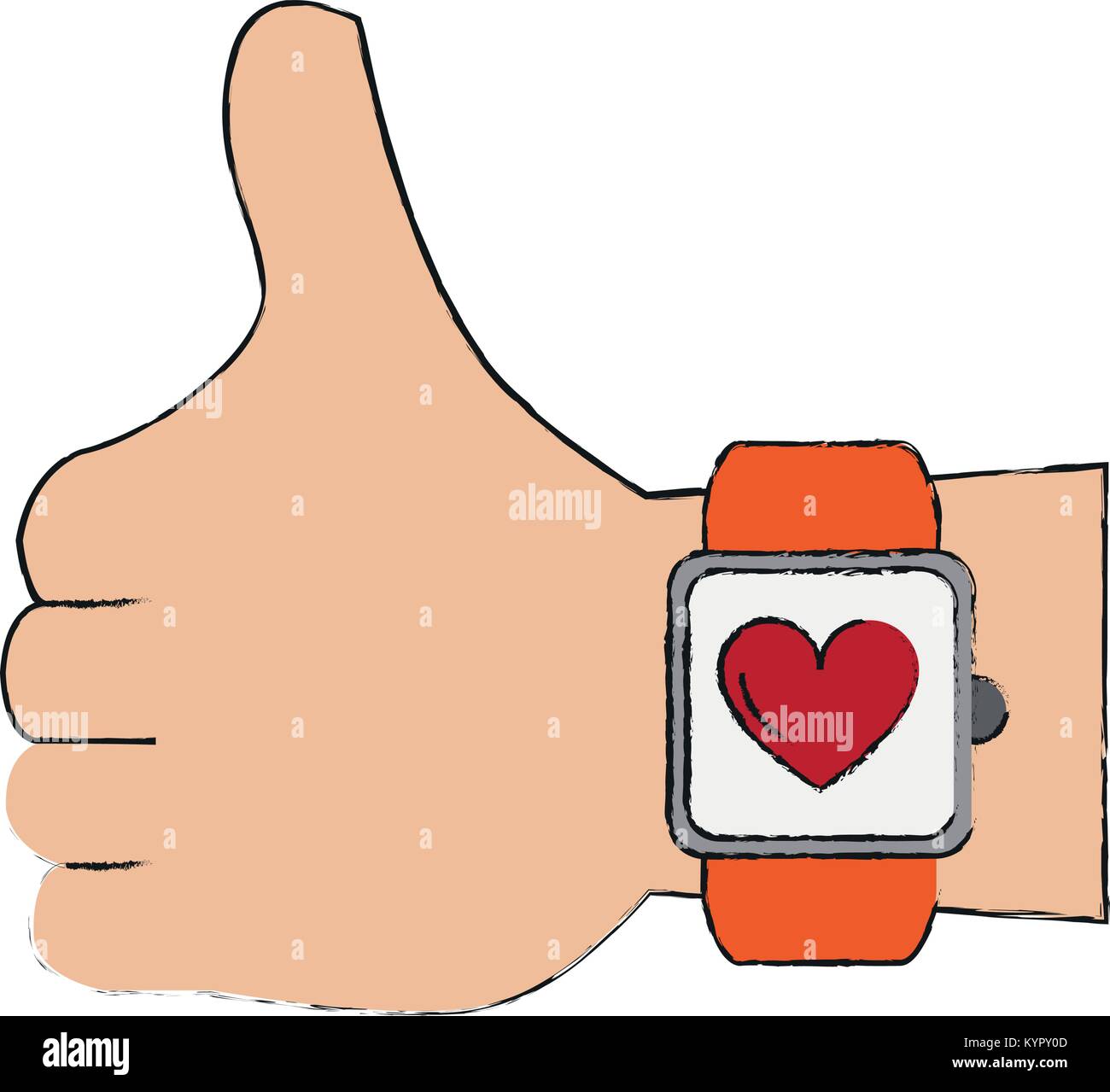 Hand With Smartwatch Heartbeat Pulse Stock Vector Image Art Alamy