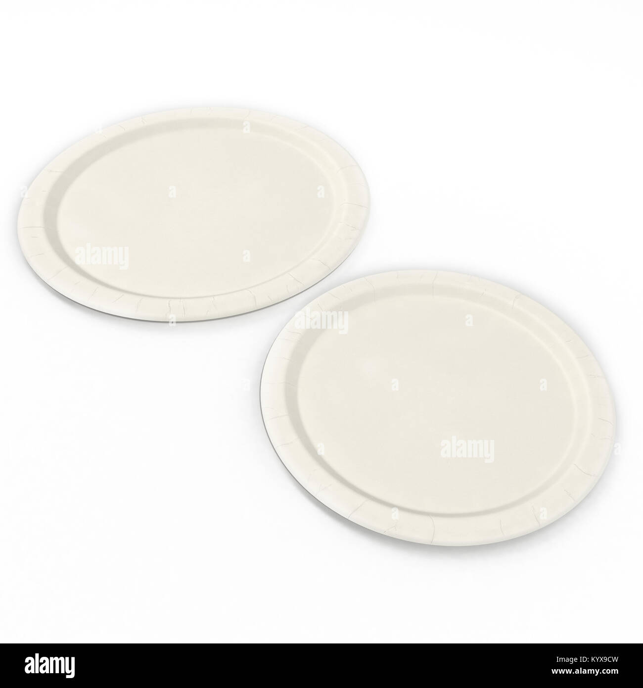 Disposable paper plates Set isolated on a white. 3D illustration ... Disposable paper plates Set isolated on a white. 3D illustration ...