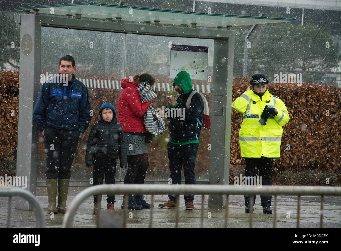 Farnborough, Hampshire, UK. 21 January 2018. Sleet and snow for the
