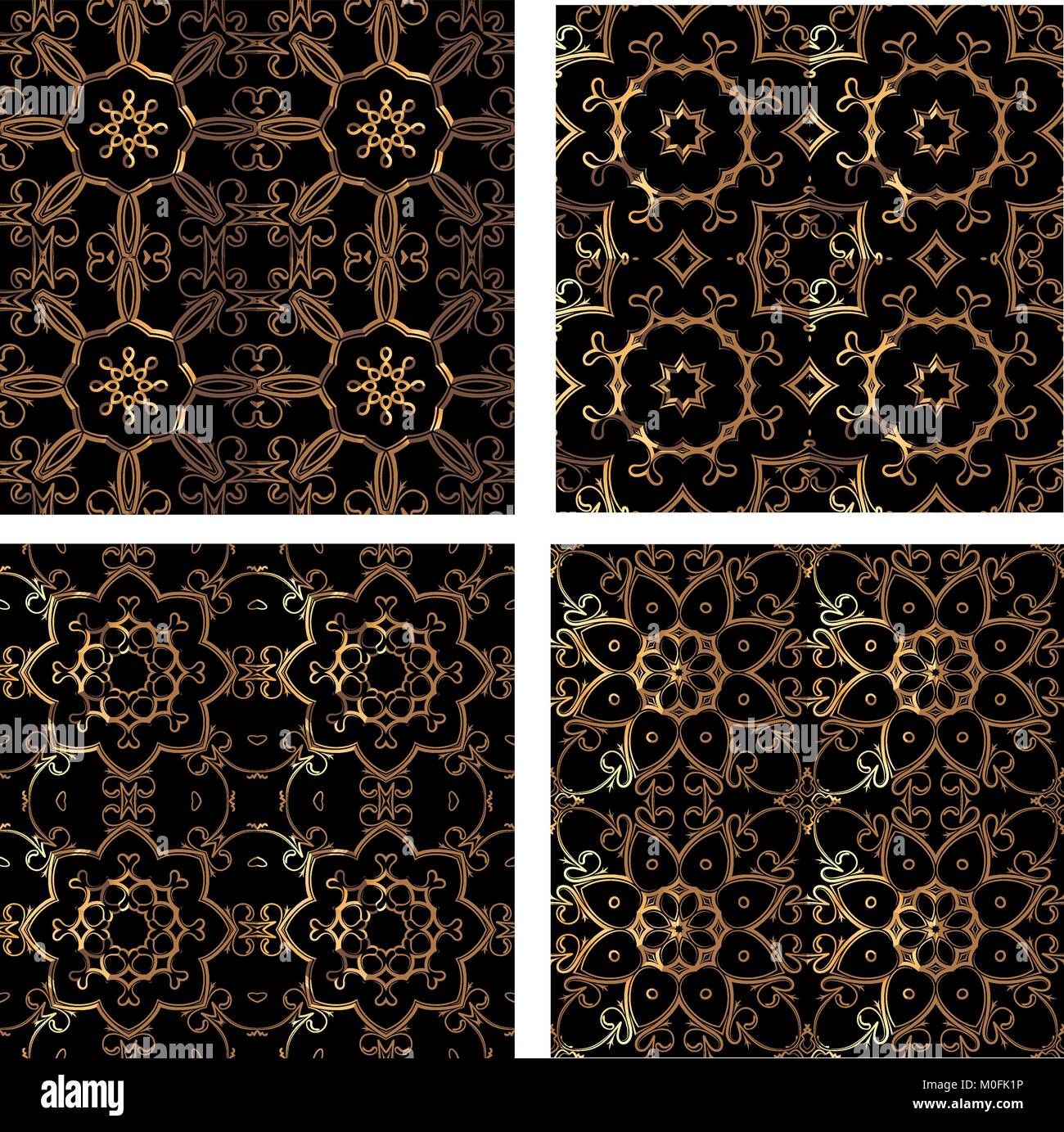 Set Of Four Golden Seamless Pattern Stock Vector Image Art Alamy