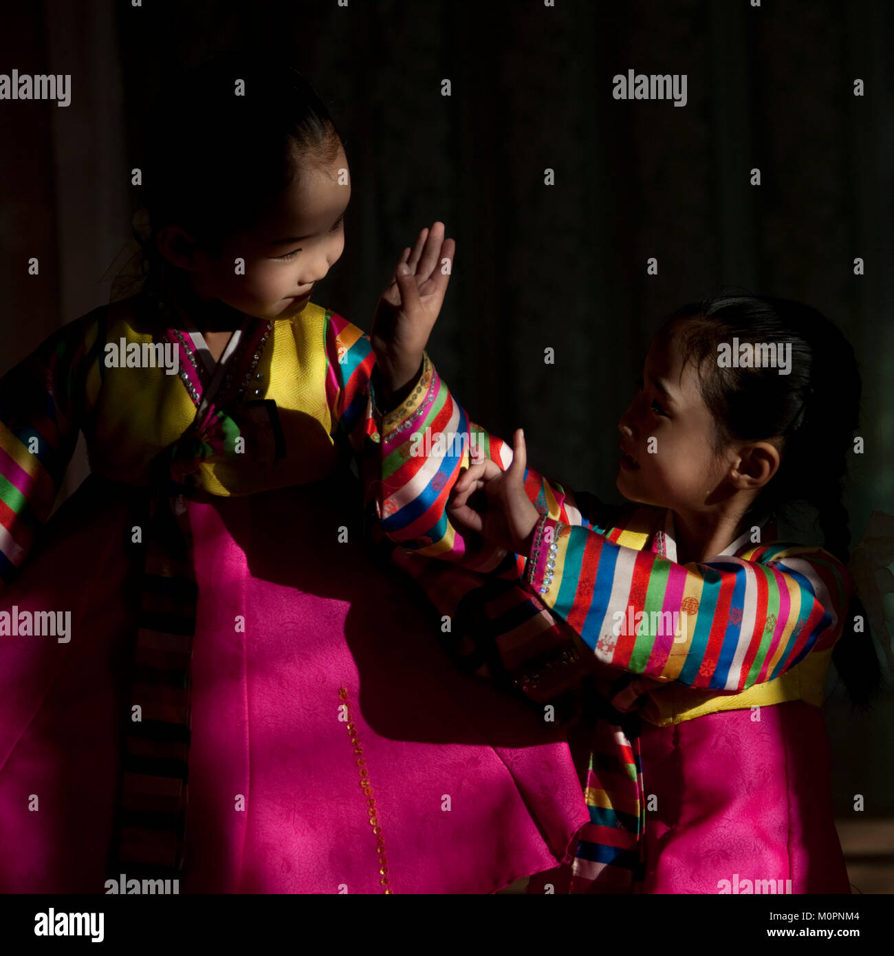 Portrait Of A North Korean Girls In Traditional Choson Ot In Tchang