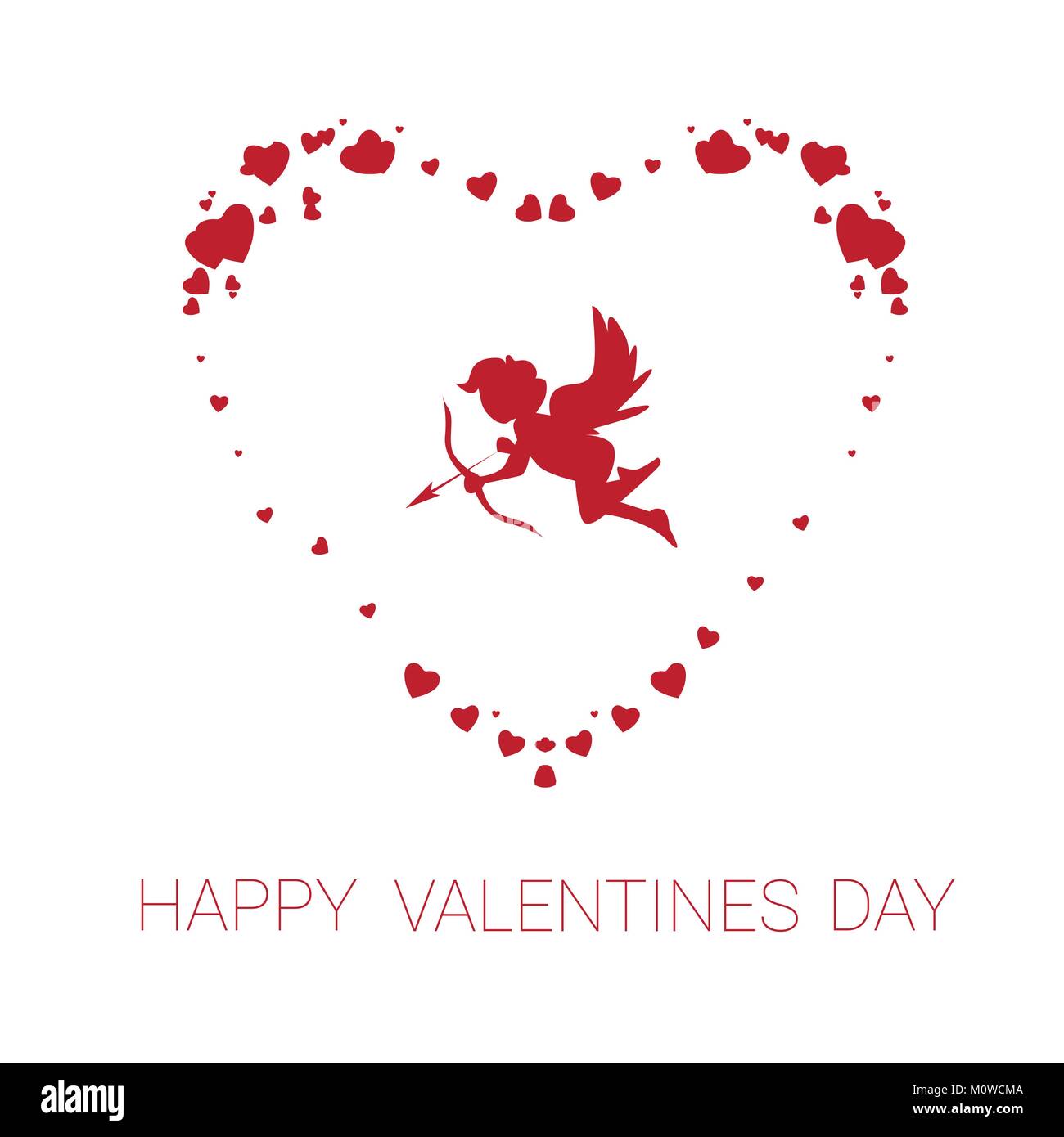 happy valentine day greeting card cute cupid in heart shape