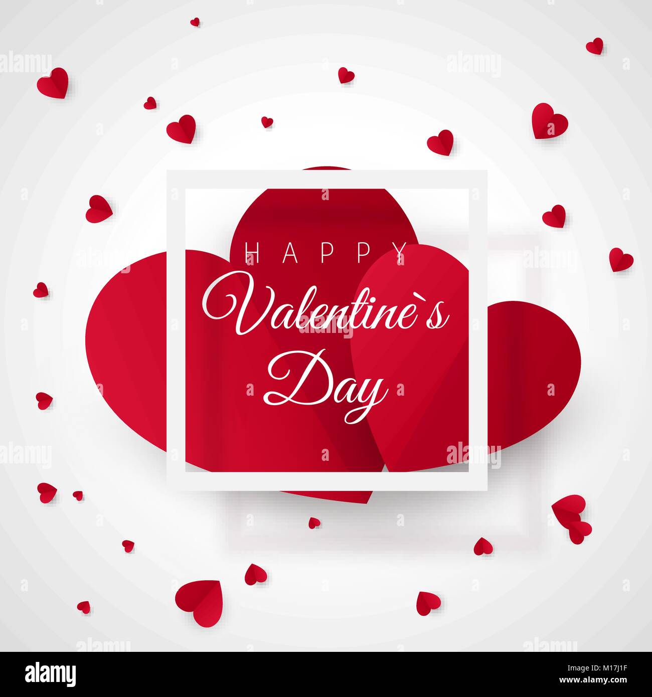 valentines day greeting card template two big heart and white frame