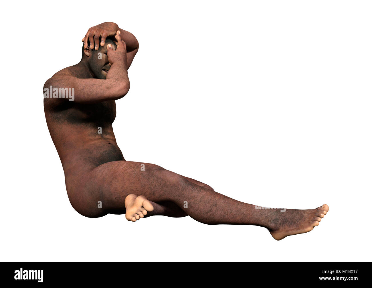 3D Rendering Of A Male Homo Erectus Isolated On White Background Stock