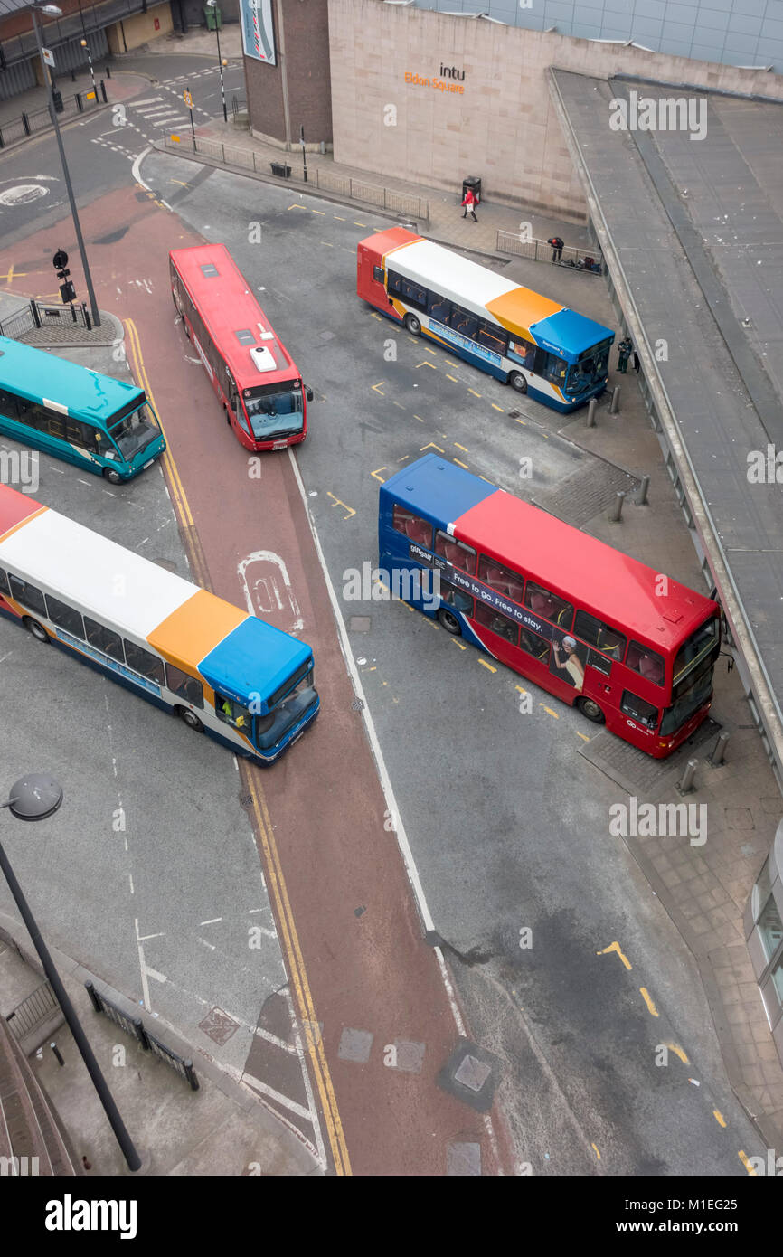Busses In Eldon Square Bus Station Newcastle Upon Tyne Tyne And Wear Uk Busses In Eldon Square Bus Station Newcastle Upon Tyne Tyne And Wear Uk