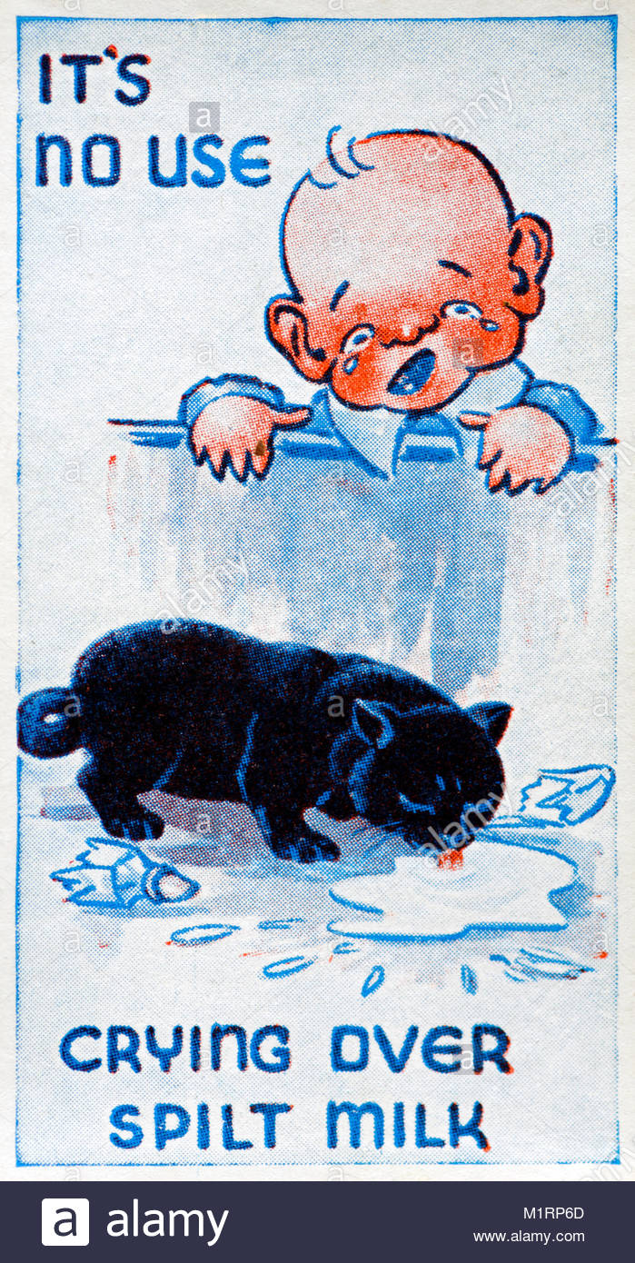 It S No Use Crying Over Spilt Milk Proverb Illustration 1938 Stock