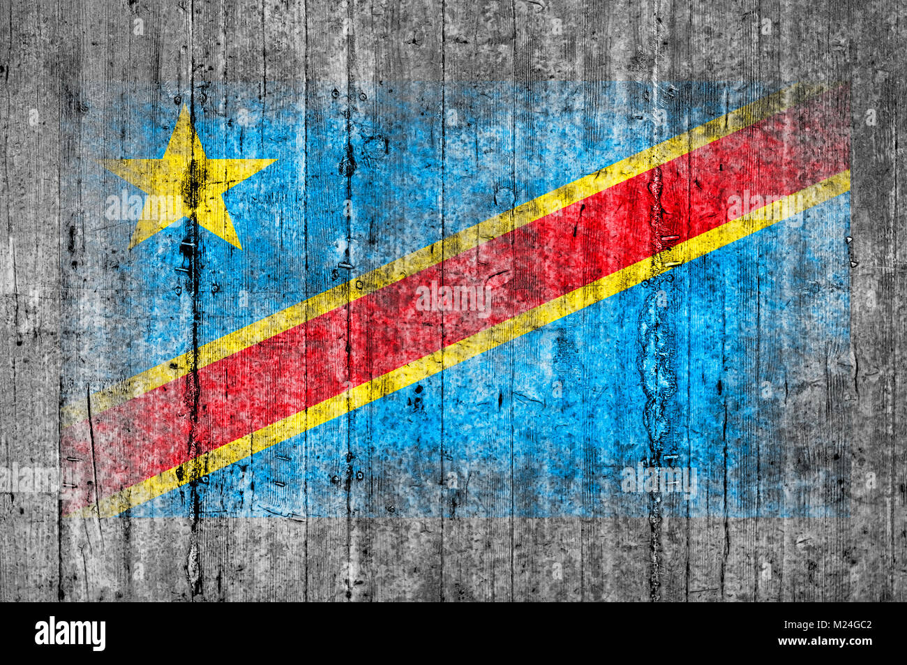 Congo Flag Painted On Background Texture Gray Concrete Stock Photo Alamy