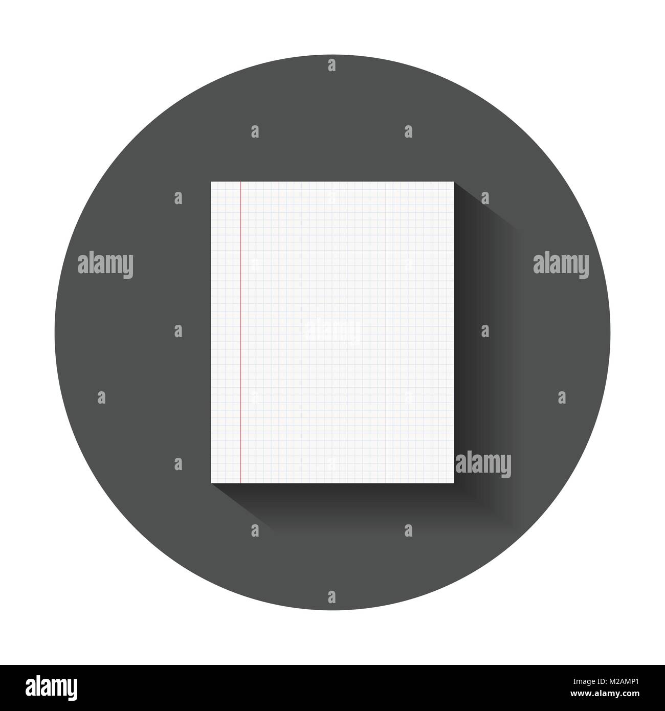 realistic template paper sheet with square grid office notebook
