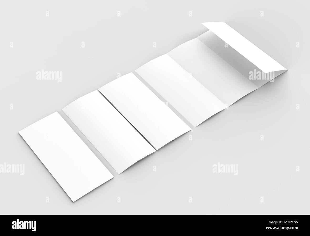 four folded 4 fold vertical brochure mock up isolated on soft
