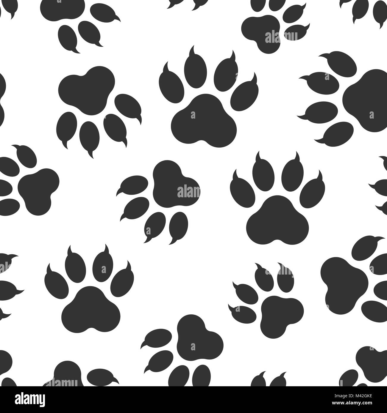Paw Print Icon Seamless Pattern Background Business Flat Vector