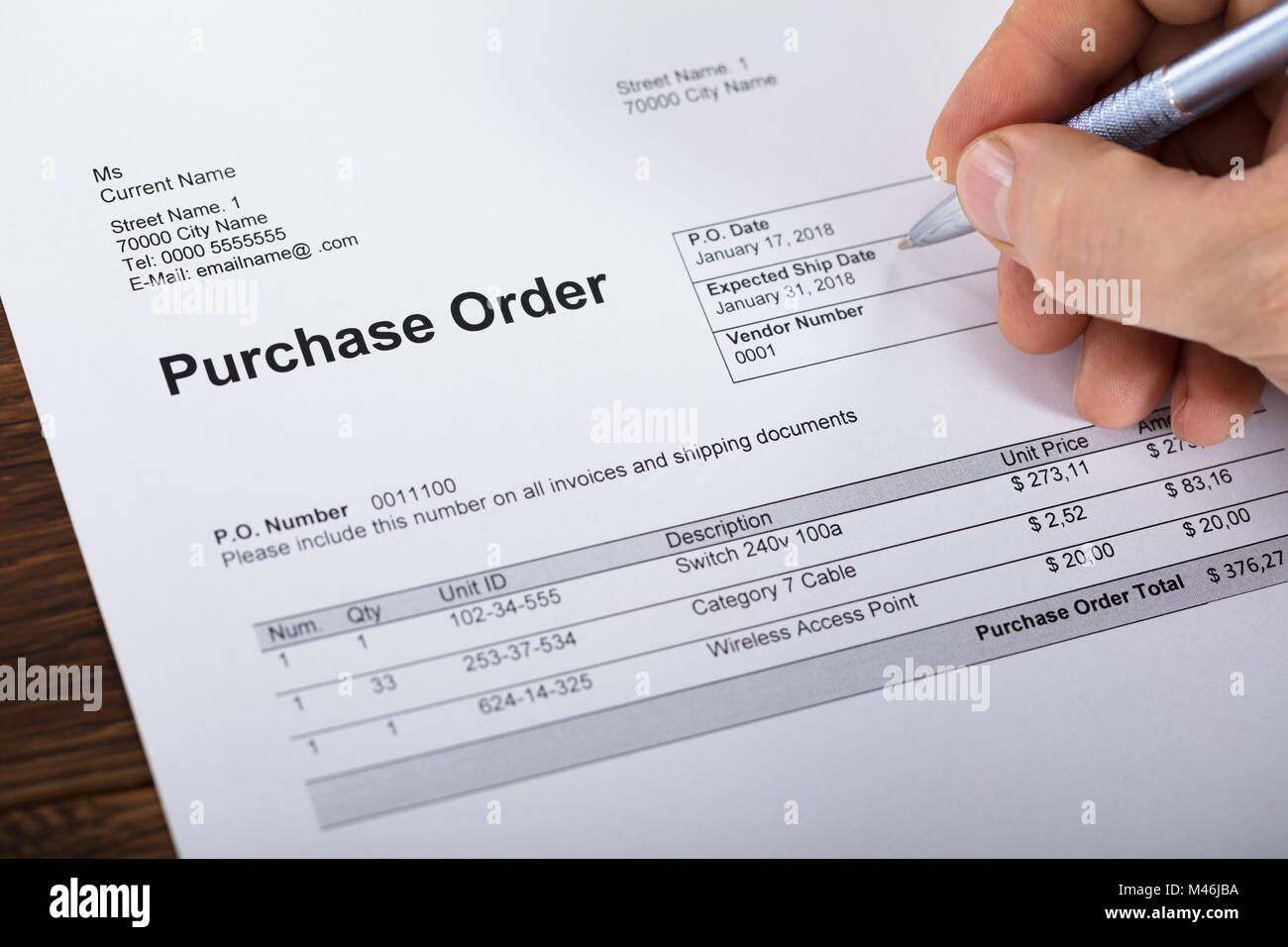 Form and order of filling Form and order of filling
