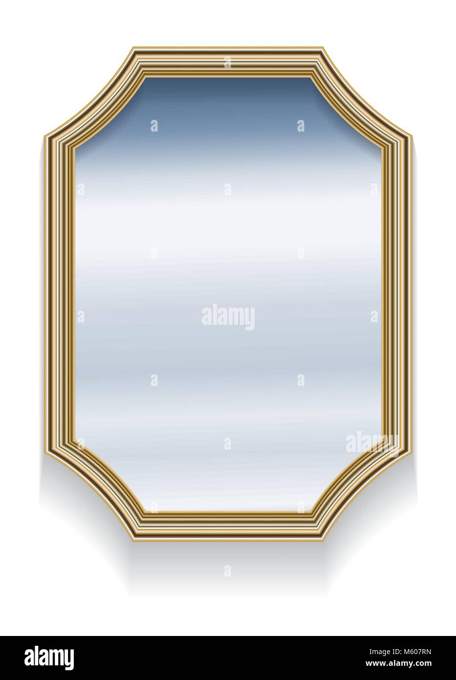 mirror in retro vintage octagonal wooden border frame vector stock