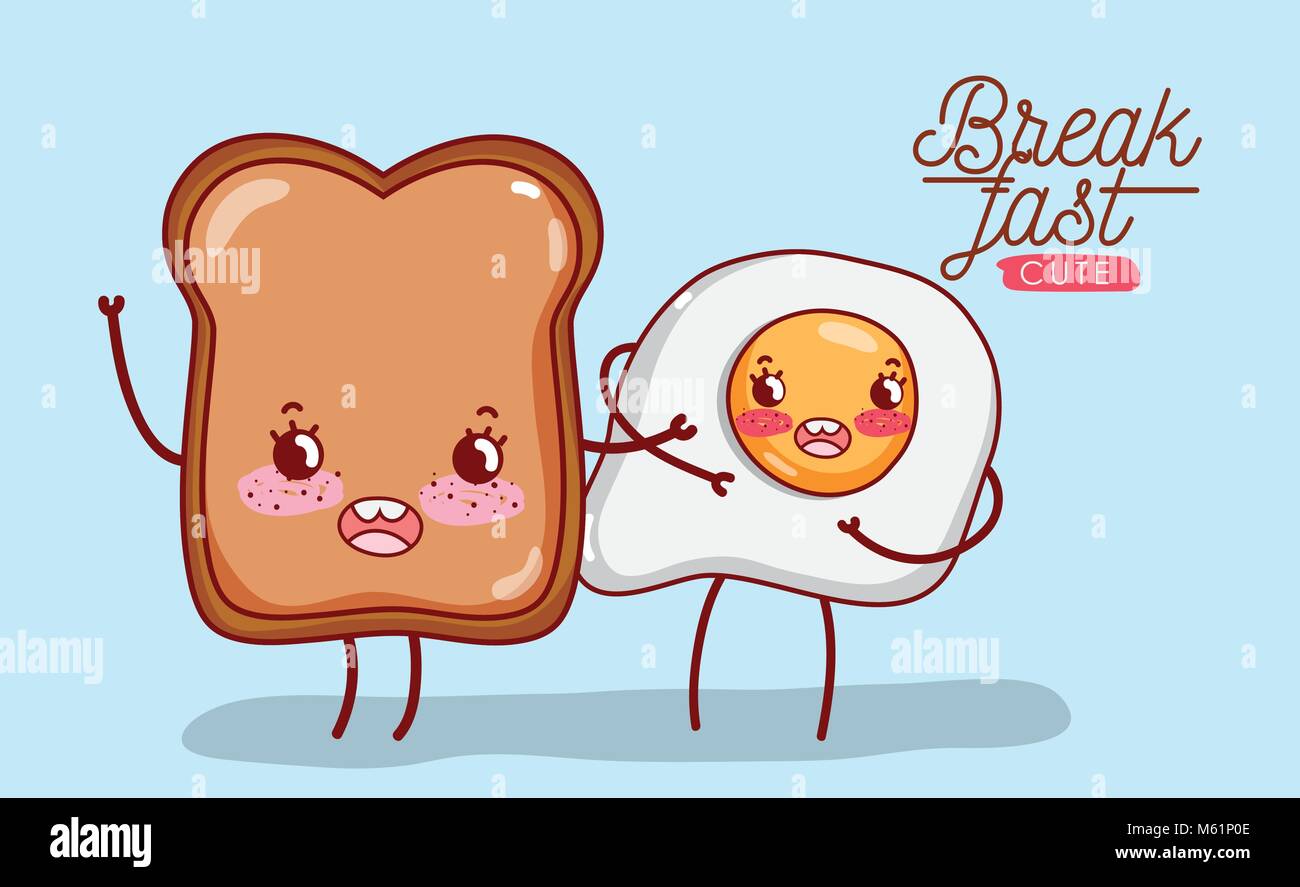 cute breakfast kawaii cartoons