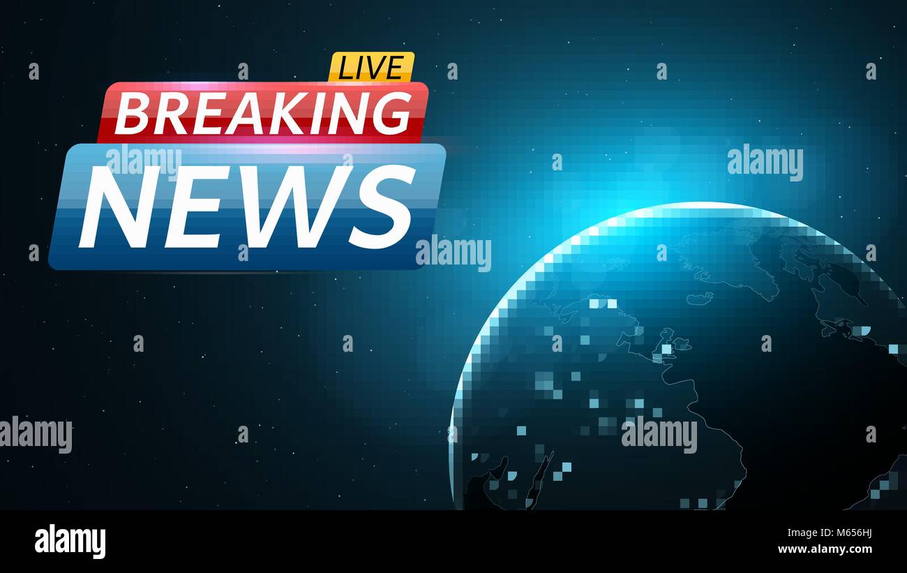 Breaking News Live Abstract Futuristic Background With A Glowing Blue Planet Earth Technology And Business On TV Many Stars In Dark Space Ve Breaking News Live Abstract Futuristic Background With A Glowing Blue Planet Earth Technology And Business On TV Many Stars In Dark Space Ve