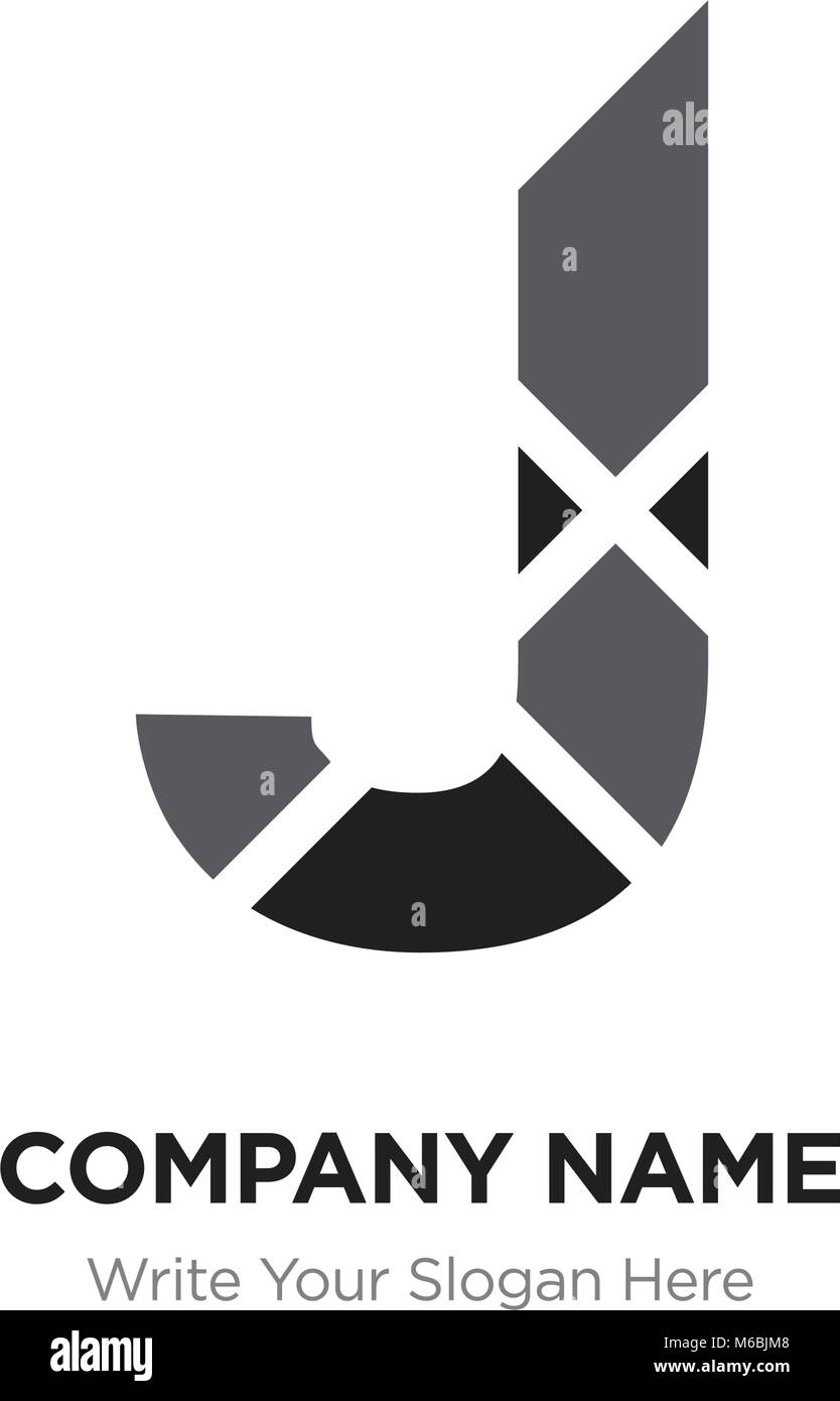 J Letter Logo With Black Connected Line Elements Abstract Geometric