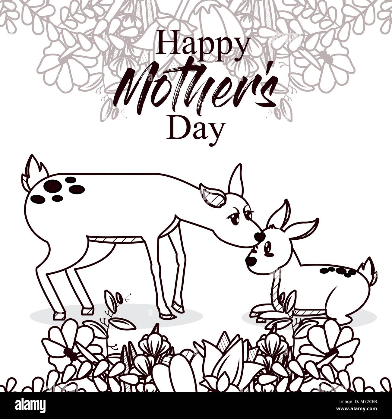 Happy Mothers Day Card With Cute Animals Stock Vector Art