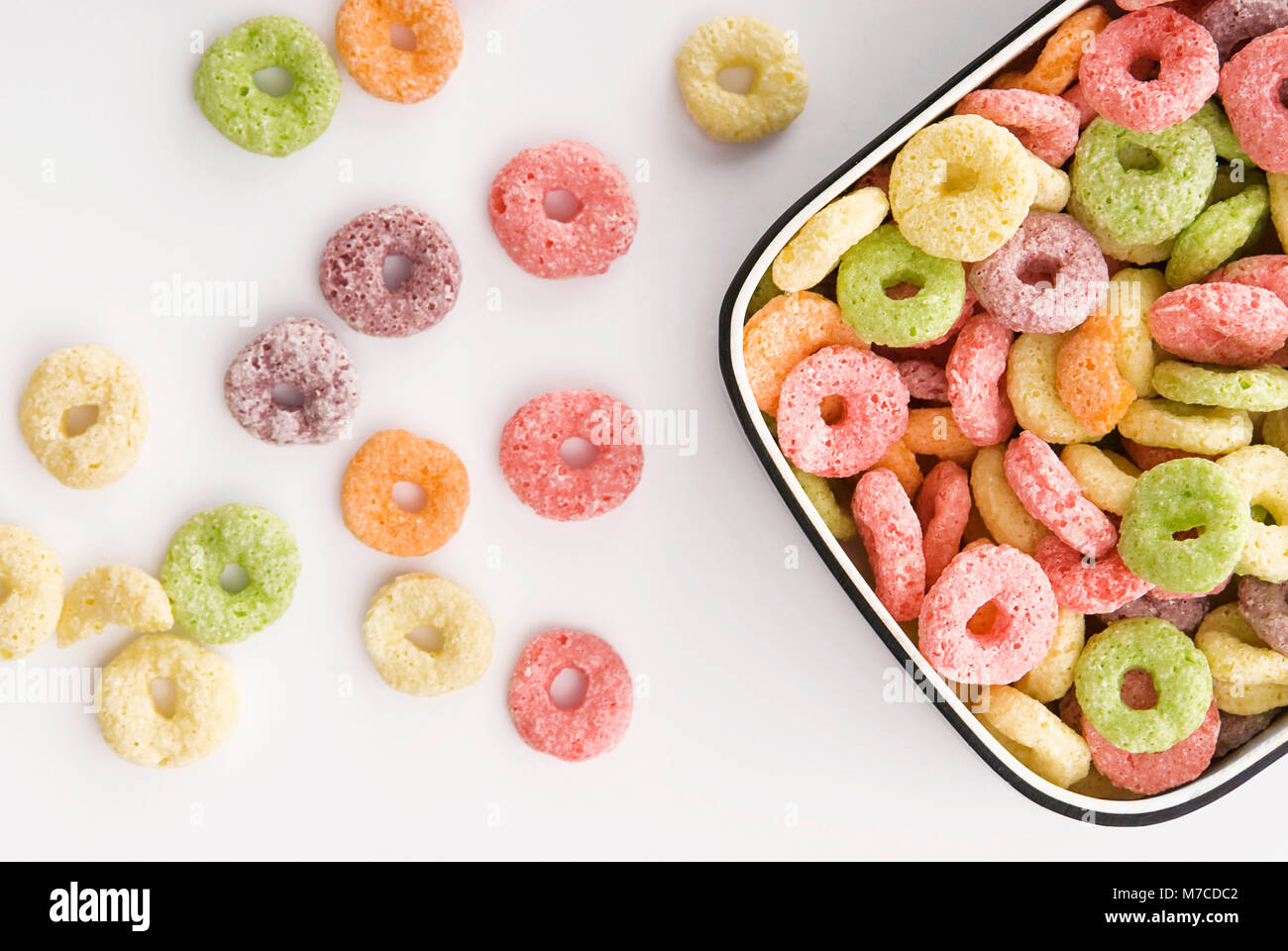 Close Up Of A Bowl Fruit Loops Close Up Of A Bowl Fruit Loops