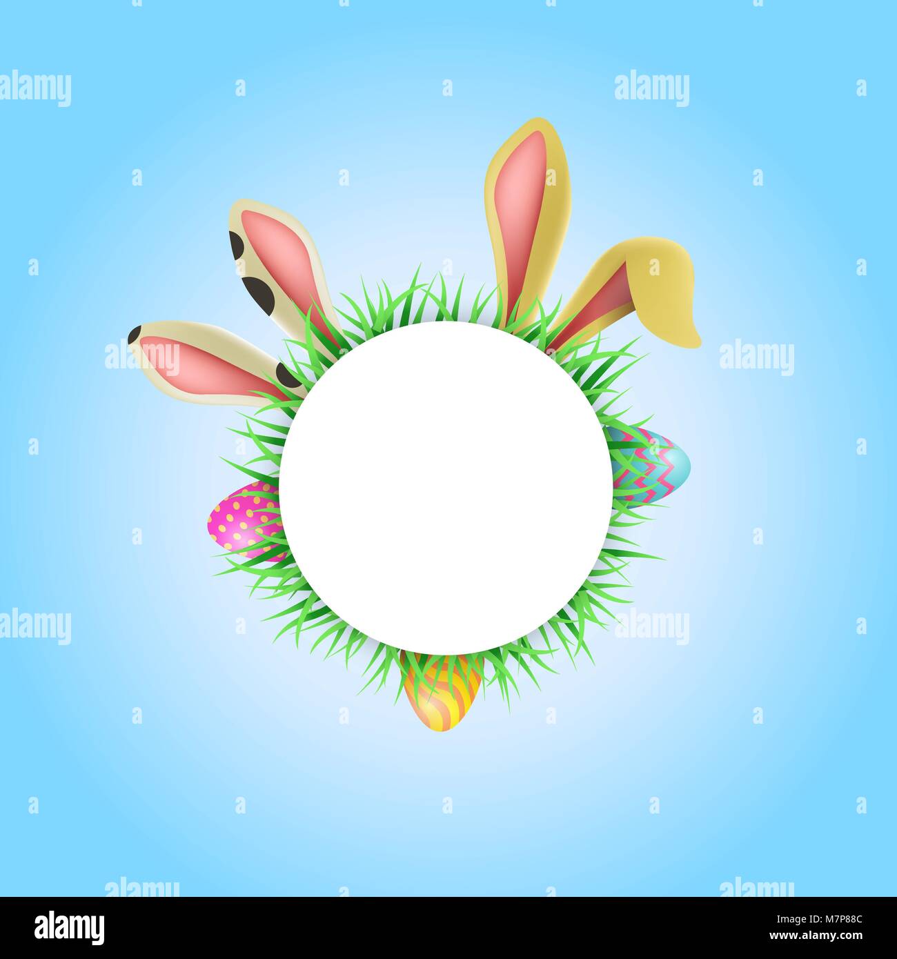 happy easter holiday illustration template empty circle label with