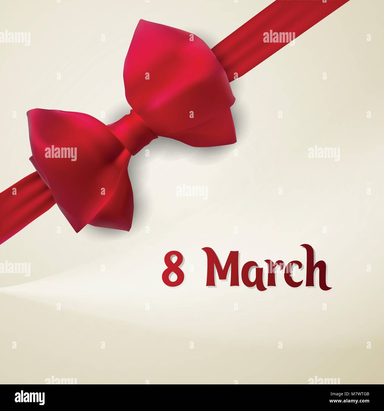march 8 greeting card template with red bowknot and ribbon ecard ecard template