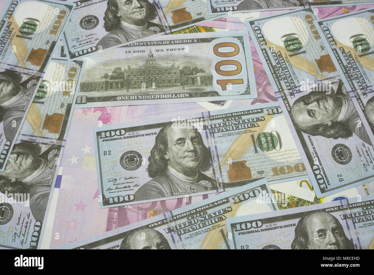 100 Usd And 500 Euro Banknotes 100 Usd And 500 Euro Banknotes