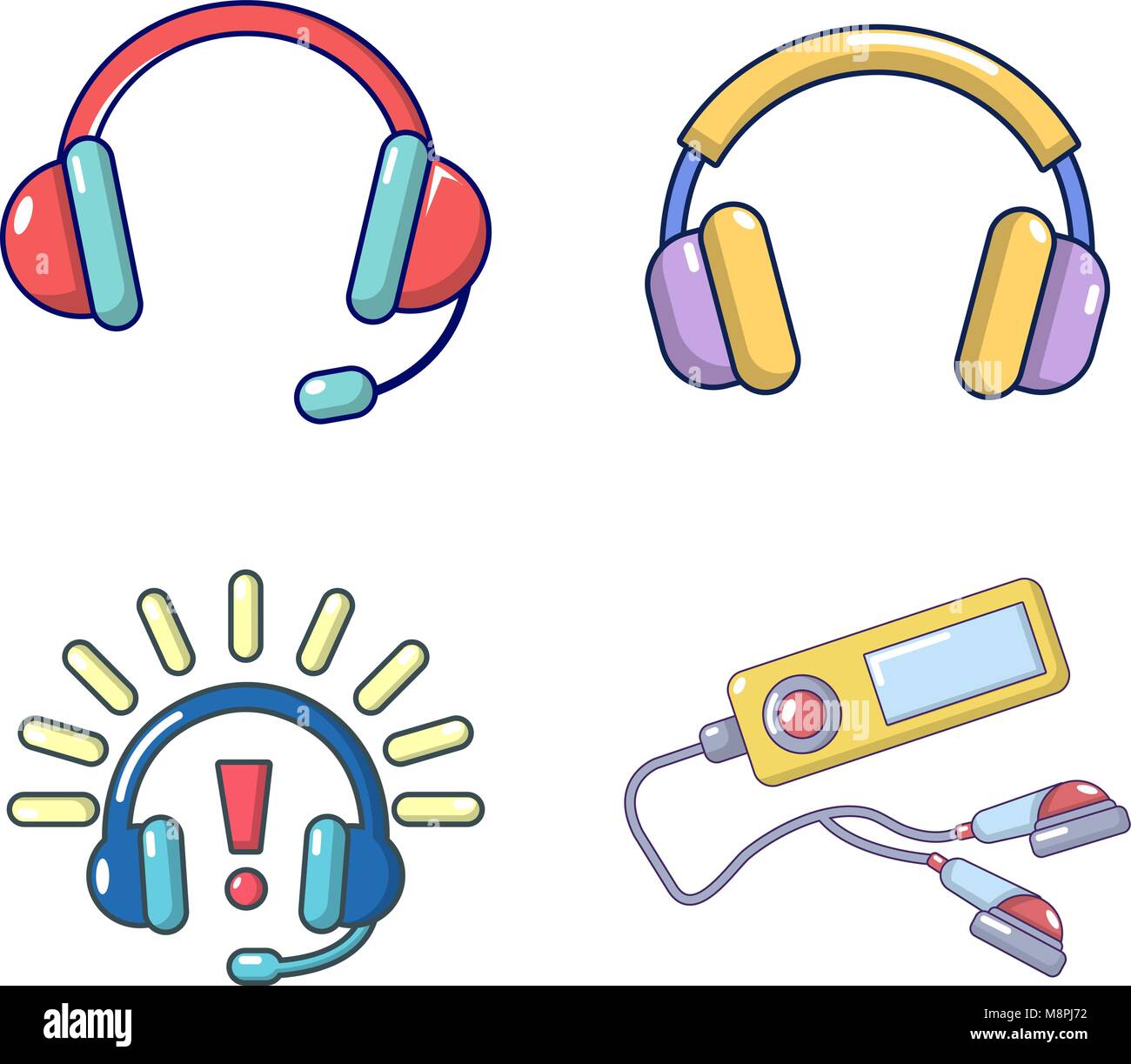 Headsets Icon Set Cartoon Style Stock Vector Image Art Alamy