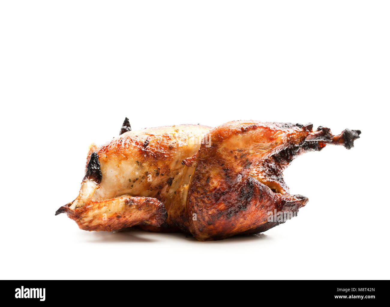 Whole Roasted Chicken Isolated On White Stock Photo Alamy