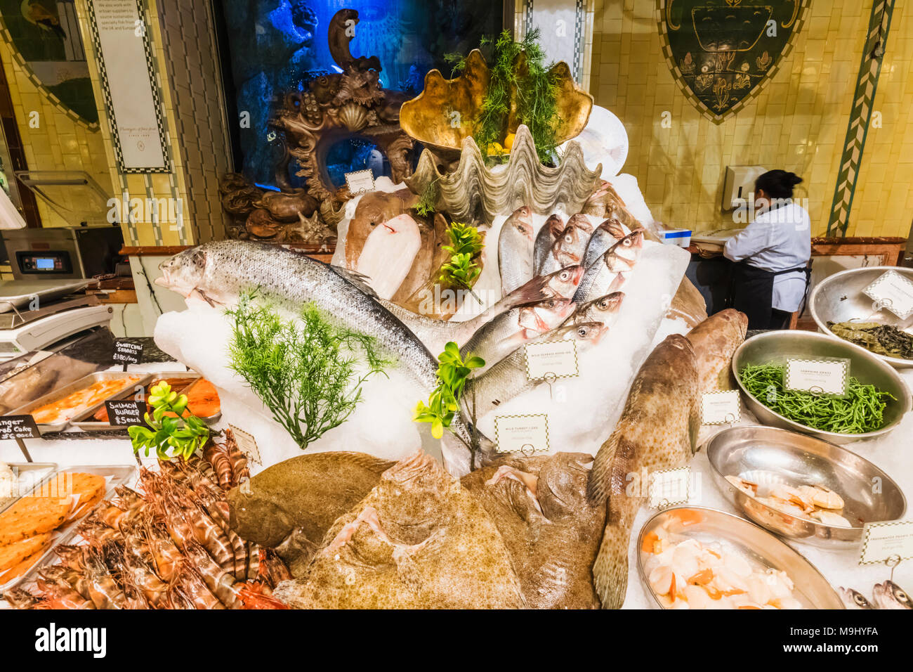 England London Knightsbridge Harrods Food Hall Seafood Counter