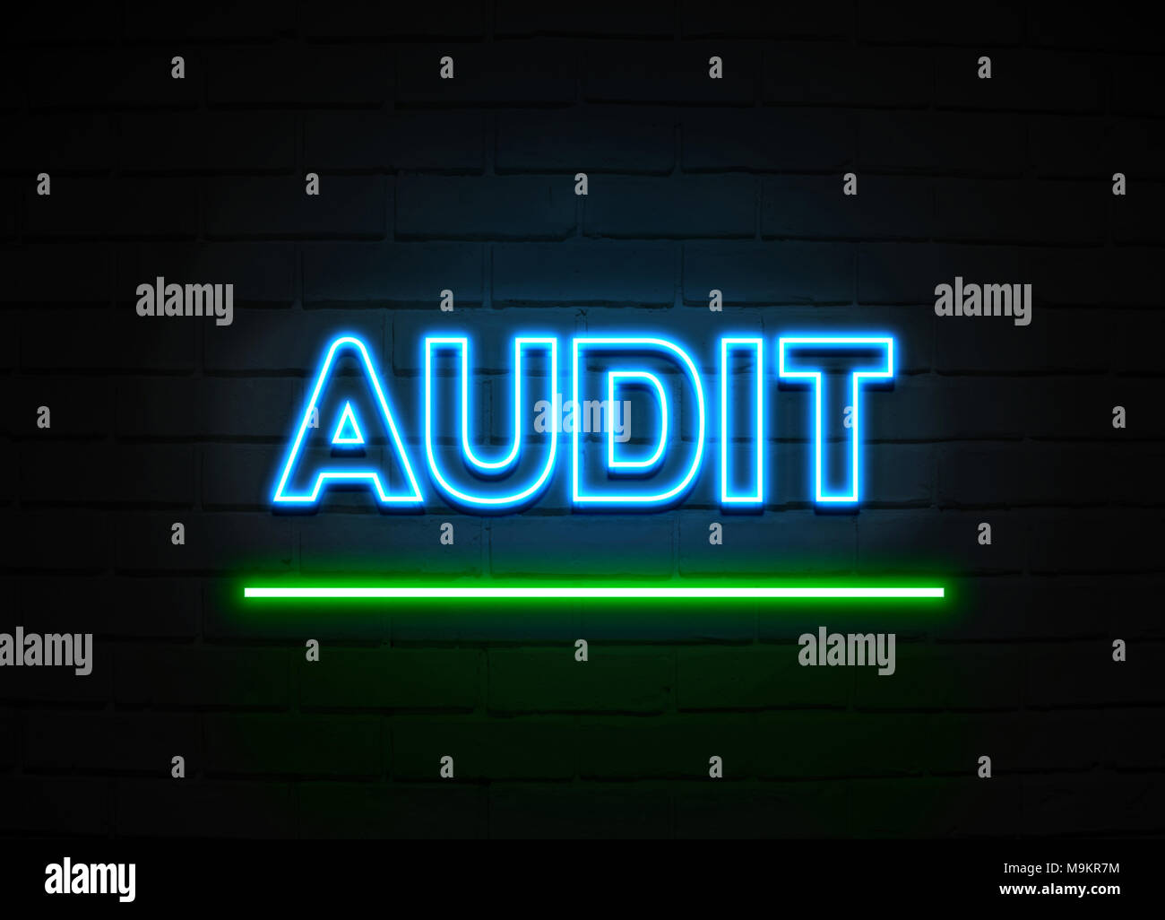 Audit Neon Sign Glowing Neon Sign On Brickwall Wall D Rendered