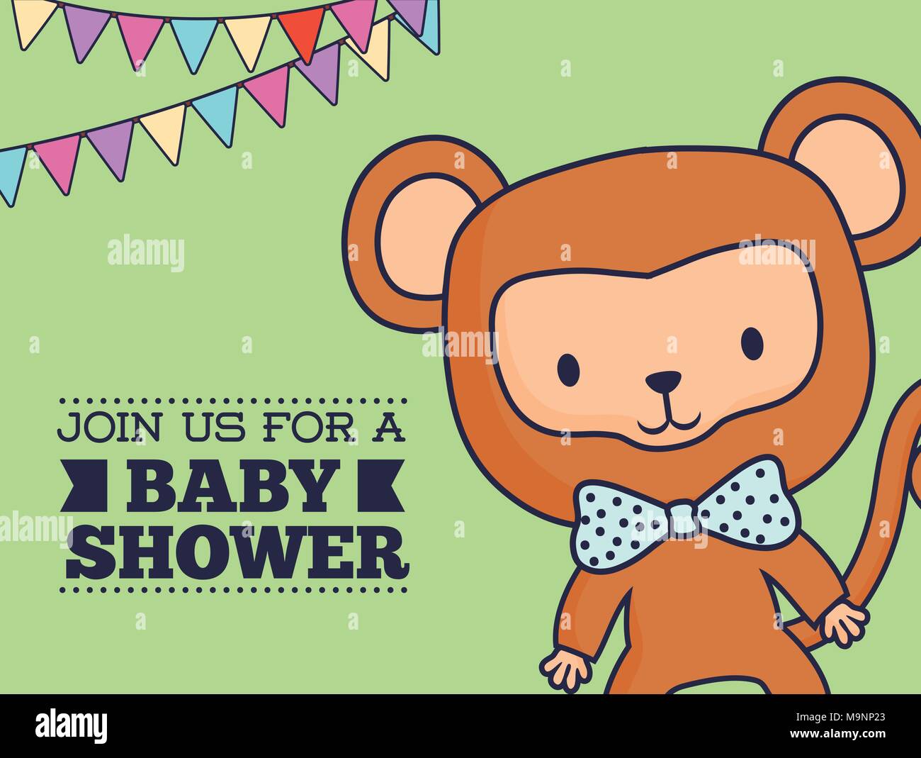 Baby Shower Invitation Design With Cute Monkey And Decorative Baby Shower Invitation Design With Cute Monkey And Decorative Pennants Over Green Background Colorful Design Vector Illustration M9NP23 Baby Shower Invitation Design With Cute Monkey And Decorative Pennants Over Green Background Colorful Design Vector Illustration Image178113883html