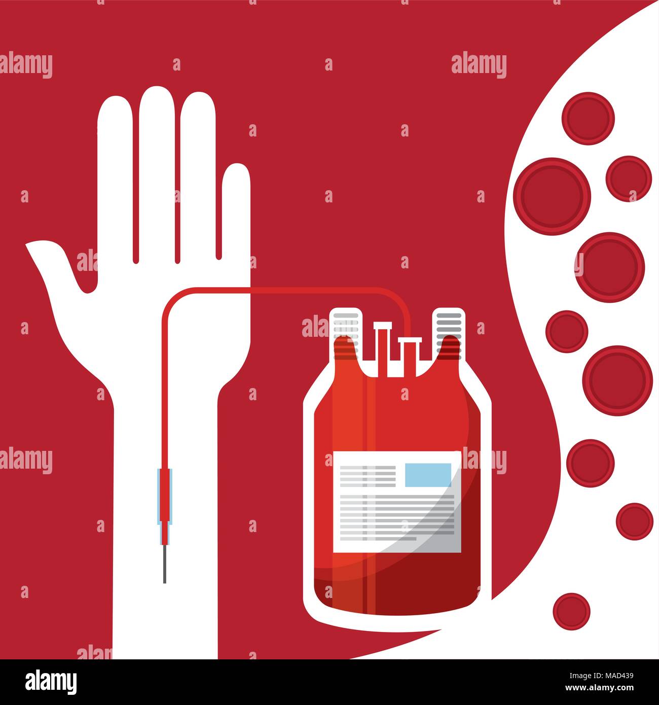 Arm Blood Donor Bag Transfusion Donation Day Vector Illustration Stock