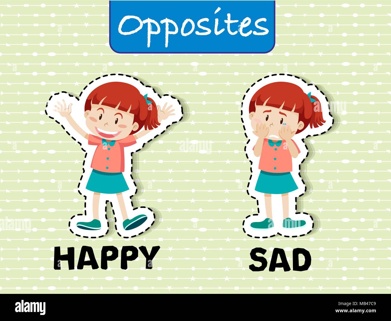 Opposite Word Happy And Sad Illustration Stock Vector Image Art Alamy