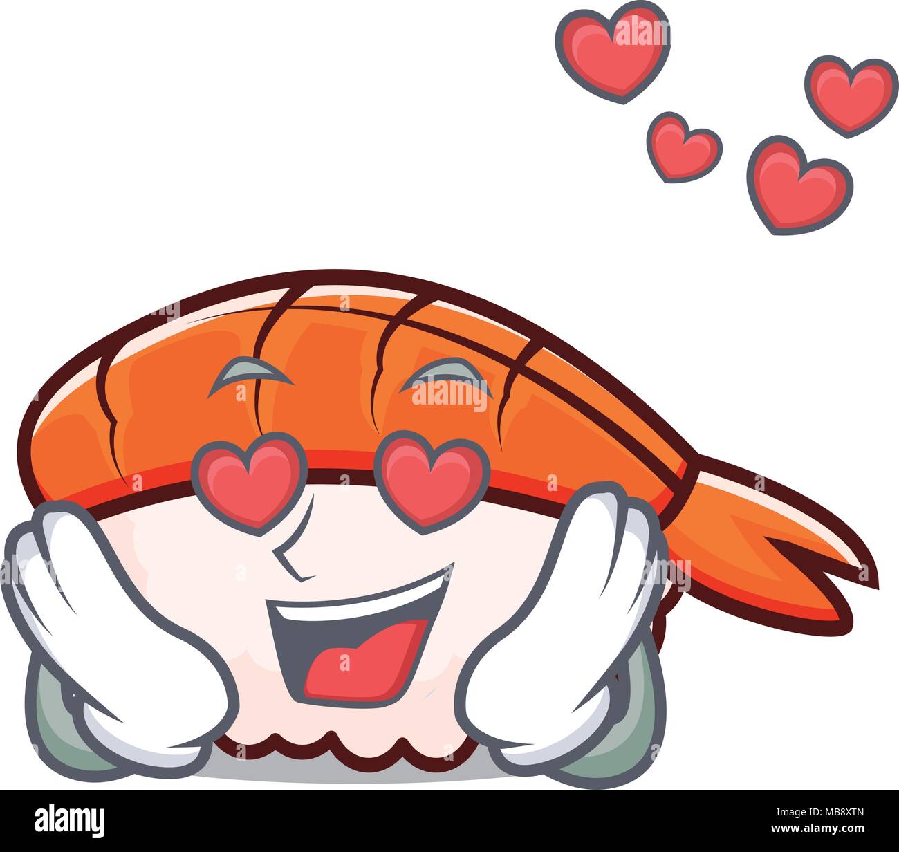 In Love Ebi Sushi Mascot Cartoon Stock Vector Image Art Alamy