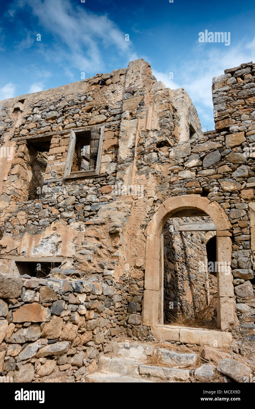 Ancient Ruins Of A Fortified Leper Colony In Spinalonga Island Crete