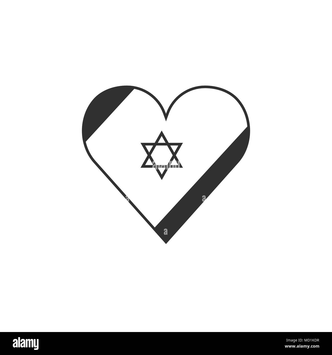 Israel Flag Icon In Heart Shape In Black Flat Outline Design Israel