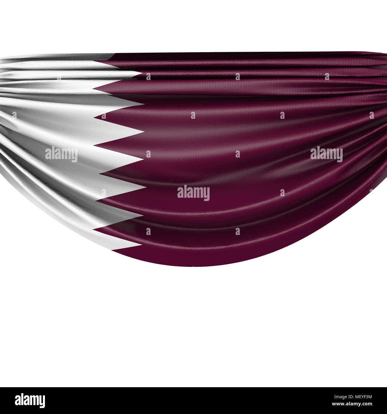 Qatar National Flag Hanging Fabric Banner D Rendering Stock Photo Alamy