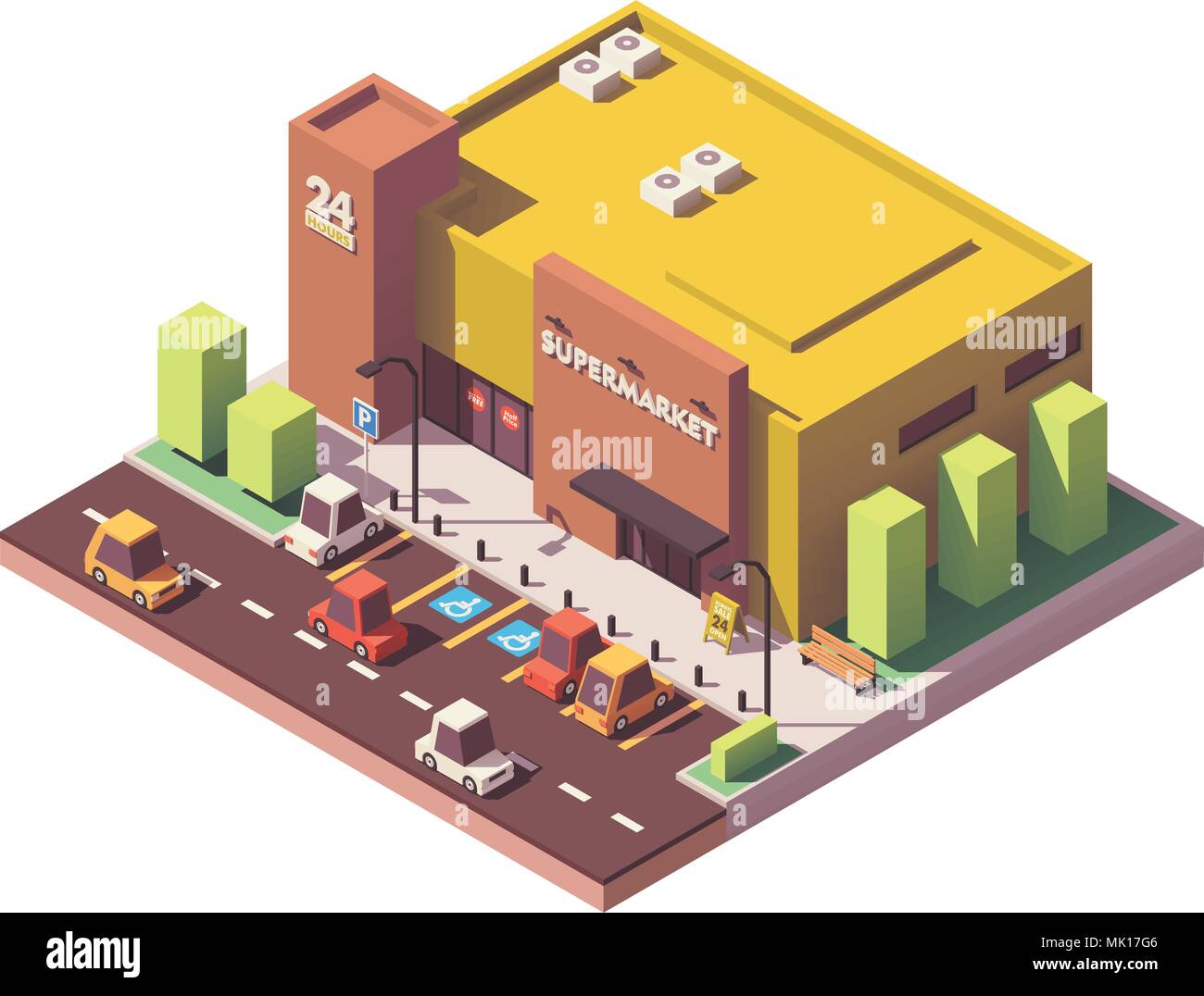 Vector Isometric Low Poly Supermarket Stock Vector Image Art Alamy