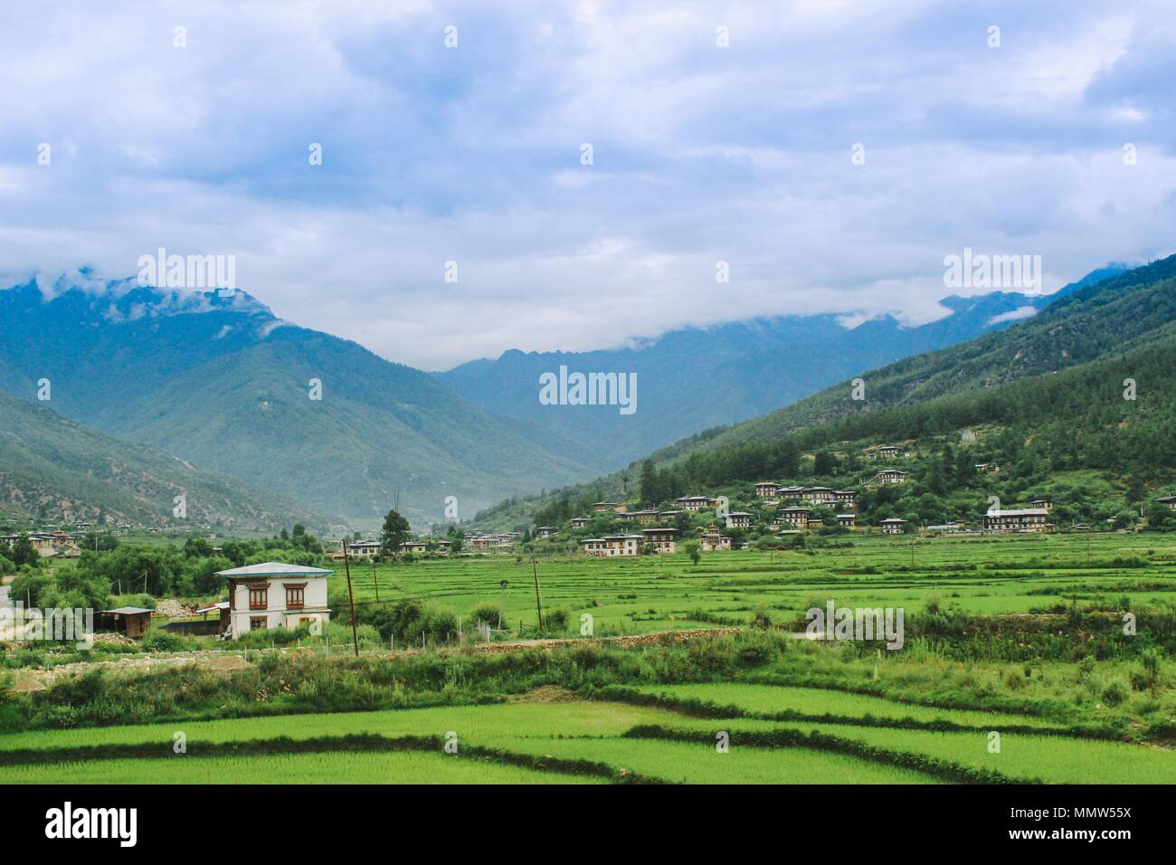 The Landscape Of Paro Valley In Bhutan Stock Photo Alamy