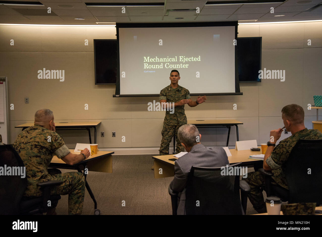 U S Marine Nd Lt Ben Lacount Presents His Winning Entry From The