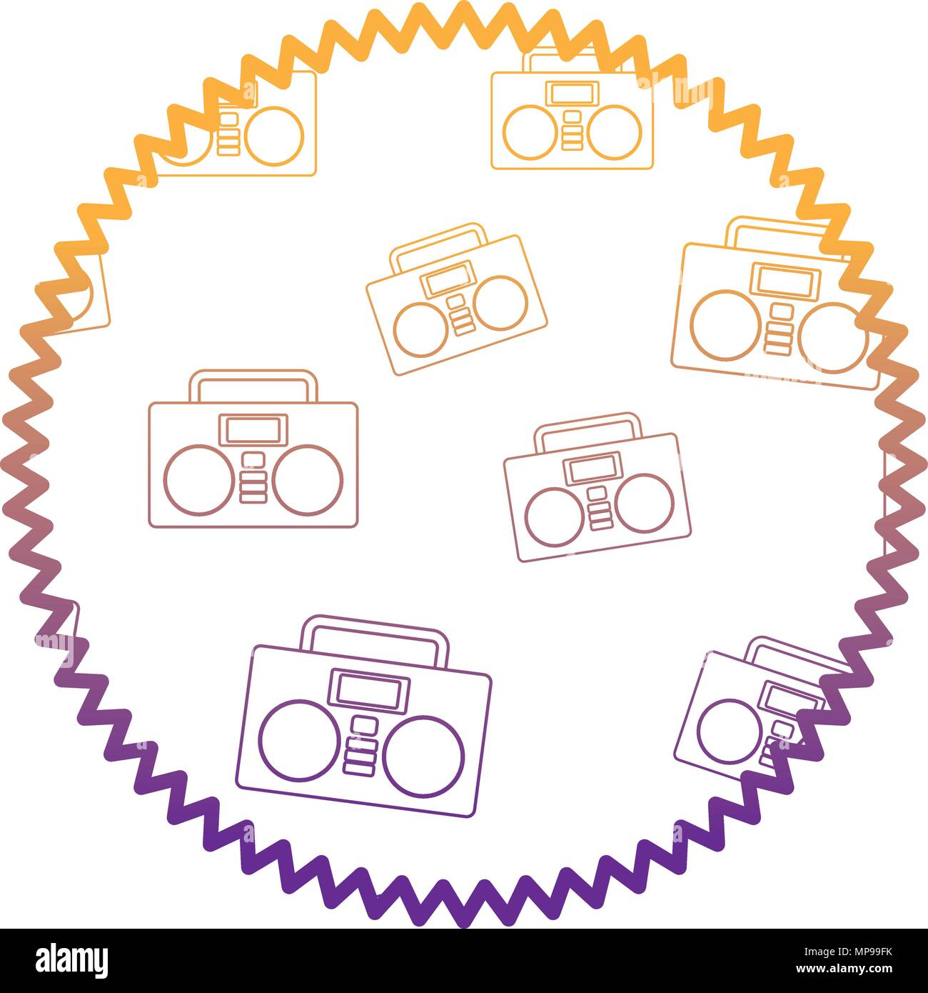 Seal Stamp With Boombox Stereo And Stars Pattern Over White Background