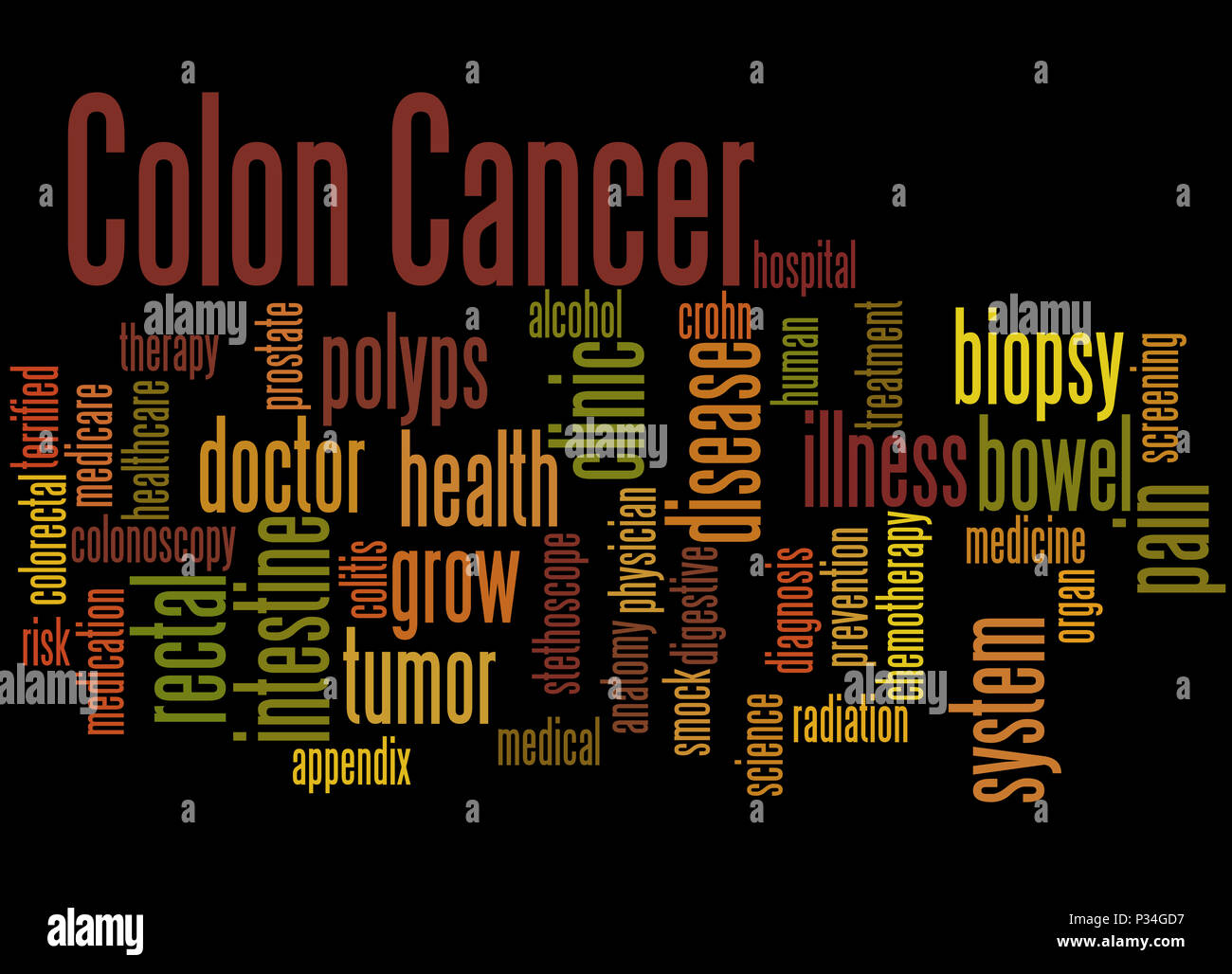 Colon Cancer Word Cloud Concept On Black Background Stock Photo Alamy